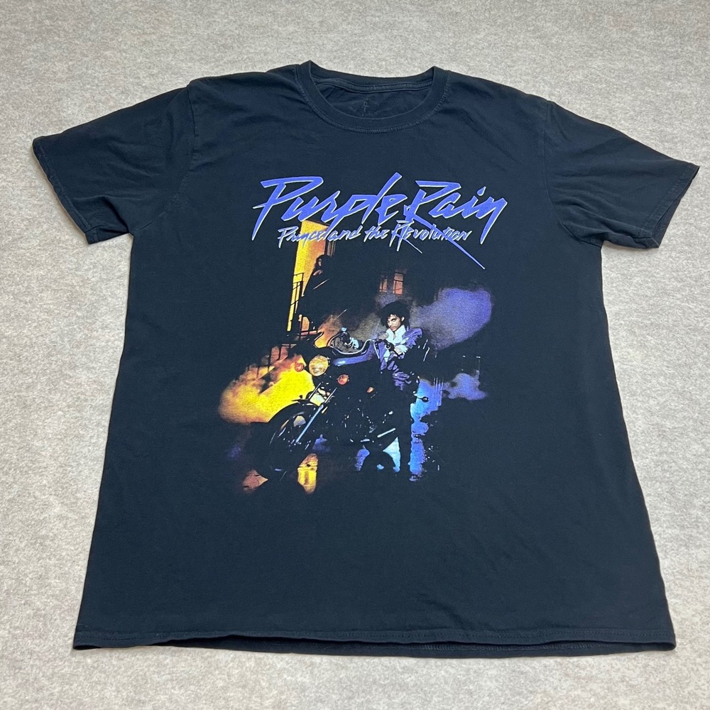 Prince Purple Rain Revolution Graphic T-Shirt Unisex Large Black Cotton Band